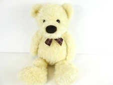 Gund Vanilla Colored Polar Bear Teddy w/ Plaid Ribbon Bow 20''
