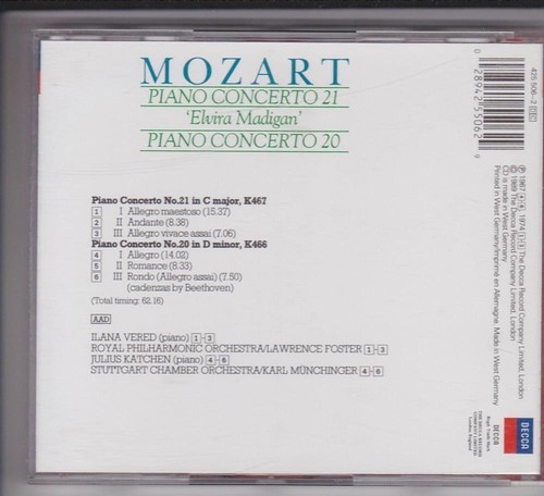 Mozart - Piano Concertos 20 & 21 various CD 1989 Free UK P&P Top-quality - 第 3/9 張圖片