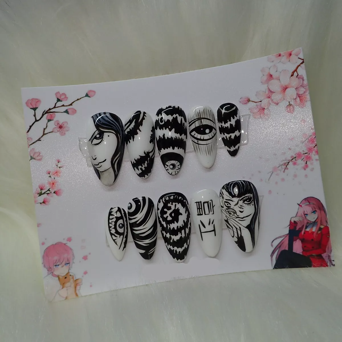 Tomie Nails Anime Press on Nails Anime False Nails Hand-Painted Junji Ito  Gothic