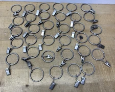 34 Curtain Rings Clips Drapery Rustproof Vintage Pewter Silver
