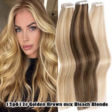 Tape-In Russian Remy 200G Thick Human Hair Extensions Skin Weft Straight Stick A