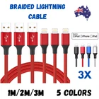 3X Braided USB Charger Phone Cable Data Cord For iPhone 14 13 12 Pro Max XR iPad