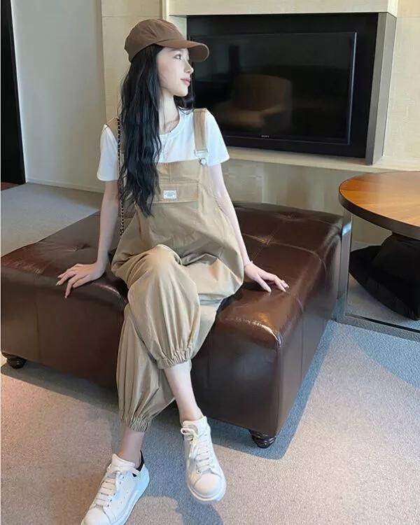 Mono Entero Para Mujer Jumpsuit Elegante Salopette Beige Jeans 03828