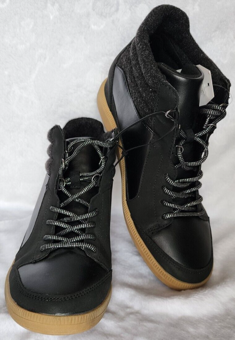 Time And Tru Women's Black Knit Mid Sneakers HighTop Shoes Size 10 NEW