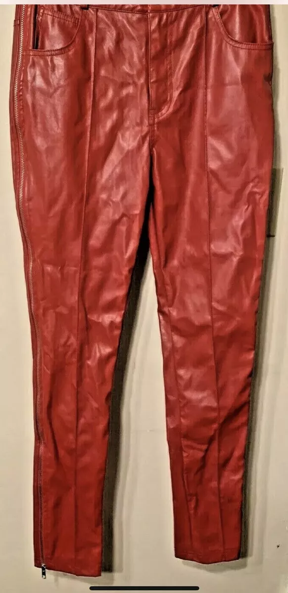 JUST ZIP IT UP PANTS/JEGGINGS RED COLOR SIZE M FASHION NOVA NEW with TAGS