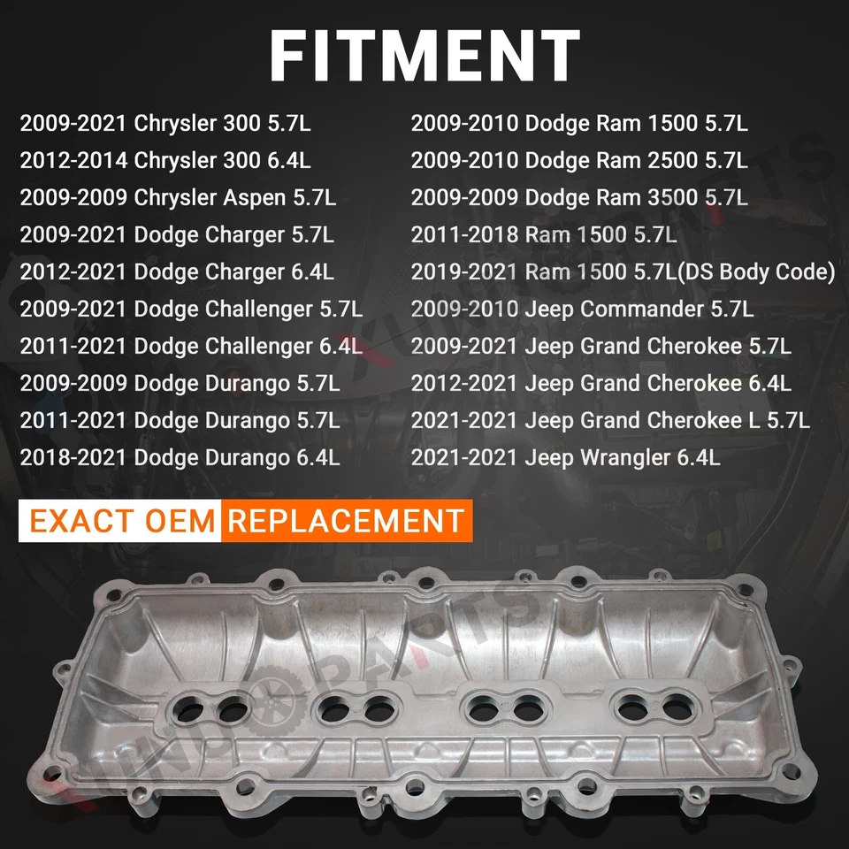 2x Juego de cubiertas de válvula de aluminio para Dodge Ram 1500 2009-2010 2011-2021 Ram 1500 5,7 L Foto 3 de 4