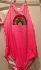 NEW Gymboree Girls L 10 12 Swimsuit One Piece Pink Rainbow