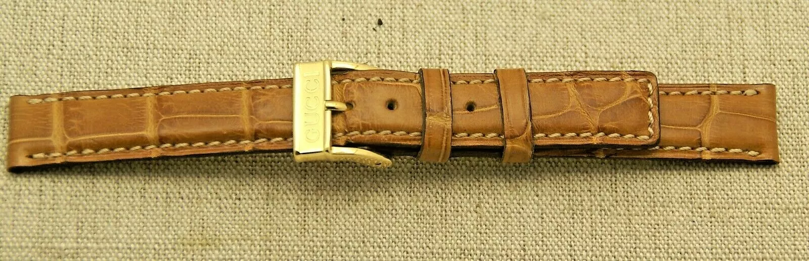 New Gucci 14 MM Brown Genuine Crocodile Leather Watch Band   Regular (14.113)