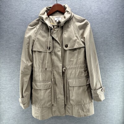 ANN TAYLOR LOFT - Women's Khaki Lined Full Zip Utility Trench Coat Size XS  A20