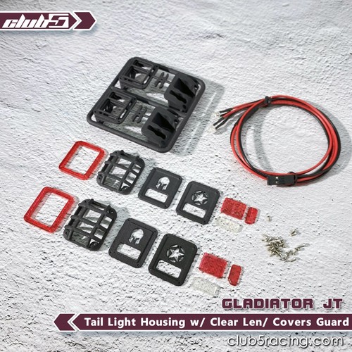 Tail Light Housing w/ Lens and Armor Guards for SCX10 III Jeep JT Gladiator - Picture 12 of 12