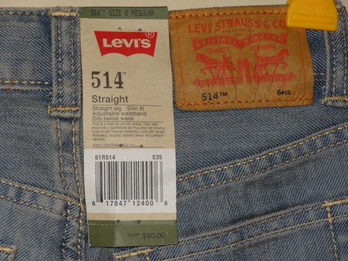 Levis 514 Girls Boys Size 6 Regular Straight leg Slim Fit Captain Jeans New NWT - Picture 8 of 12