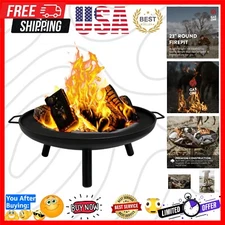 Portable 23'' Wood Burning Fire Pit – Ideal for Backyard Parties and Camping