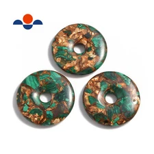 Natural Malachite Bronzite Donut Circle Pendant Size 50mm Sold Per Piece