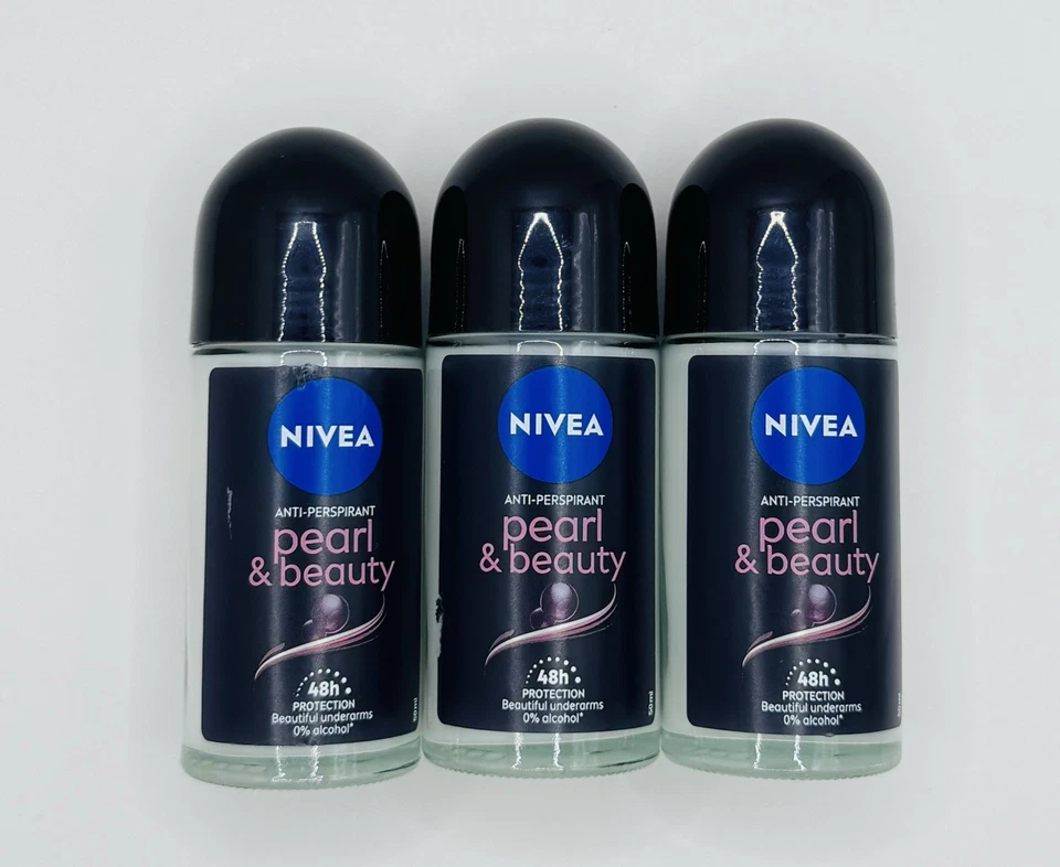 NIVEA Nueva Serie Mujer Desodorante Roll-On 1.7 fl oz Perla y Belleza Negro - Paquete de 3 Foto 4 de 4