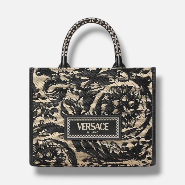 Versace Women Black Athena Barocco Crossbody Shoulder Purse Hand Tote Bag