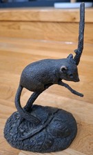 Vintage Original Fine Bronze Sculpture Of Mouse Doormouse