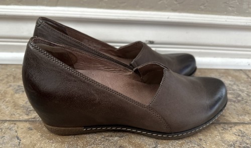 Dansko Liliana Wedge Loafer Slip On Shoes Brown Gray Size 37 US 7 - Picture 1 of 7