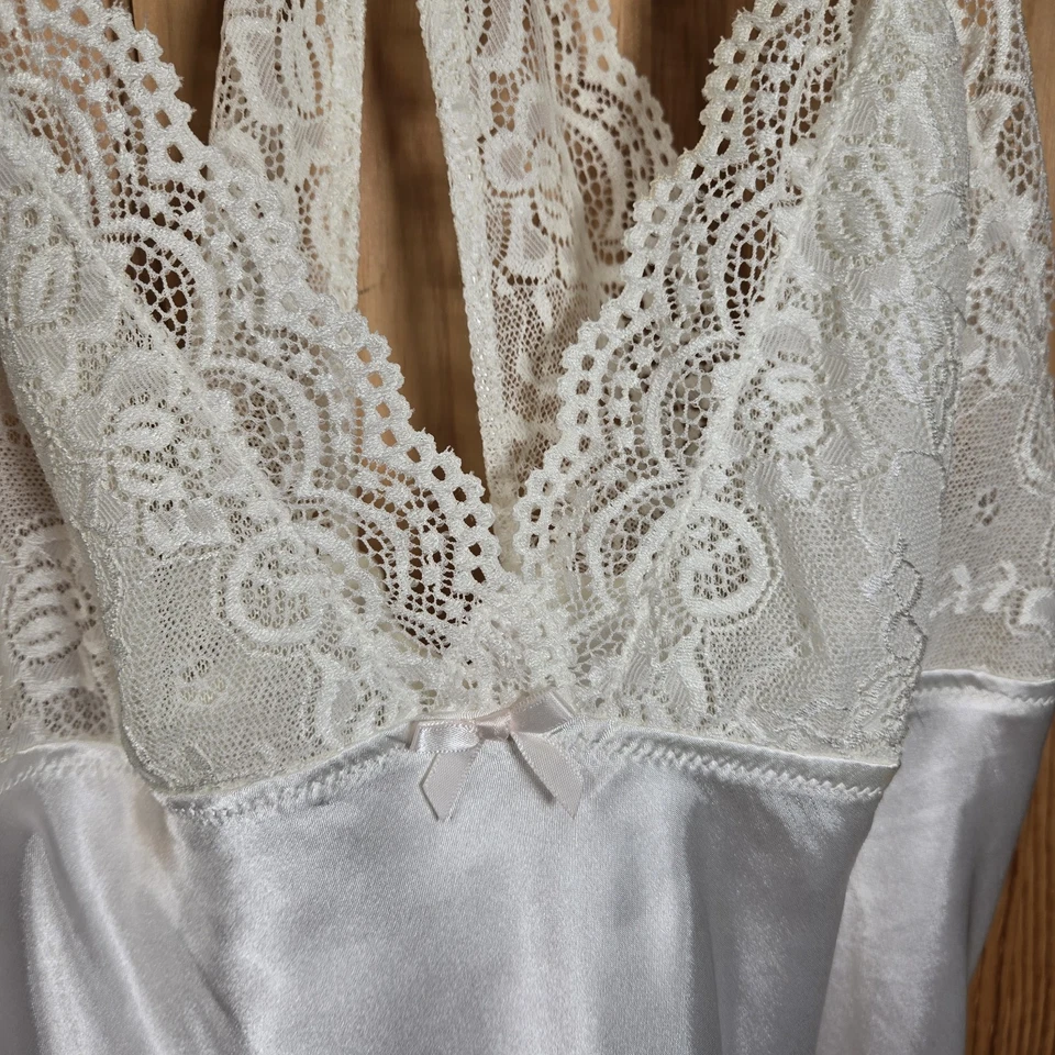 Apt 9 Vestido Íntimo Satinado Encaje Chemise Sin Mangas Marfil Para Mujer XL Boda Novia Foto 3 de 4