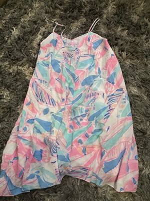 Lilly Pulitzer Dress Womens Small White Pink Clara Oversized Strappy Slip Dress