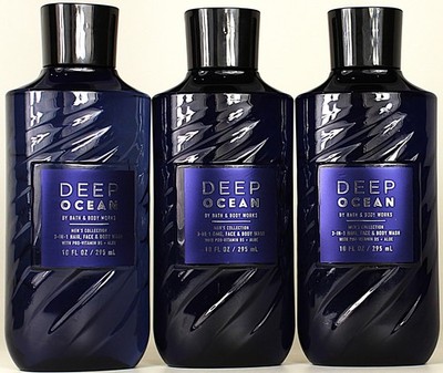QTY 3 - Bath & Body Works Men's DEEP OCEAN 3-1 Body Wash Shower Gel 10oz