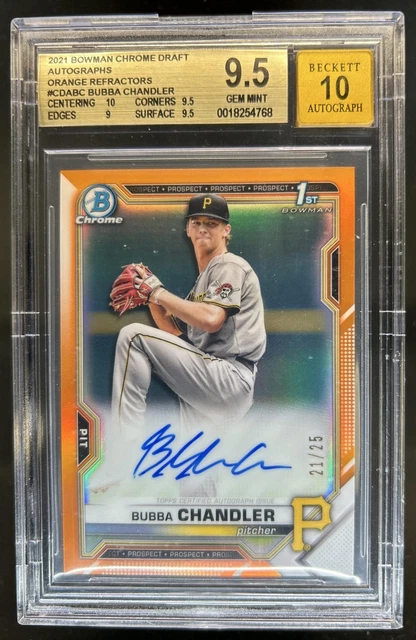 2021 Bowman Draft Bubba Chandler Chrome Auto Orange Refractor 1st #/25 BGS 9.5