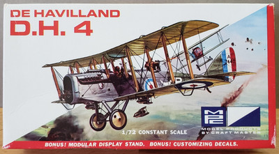 MPC De Havilland D.H. 4 Biplane British Day Bomber WW1 Airplane Model Kit 1:72