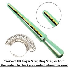 *UK SIZES* Green Metal Finger Sizer Ring Mandrel Gauge Measurer Stick Triblet