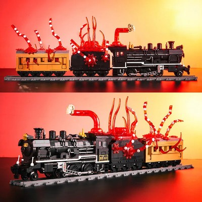 City MOC 1760pcs Classic Retro Steam Train Model Building Blocks Kit DIY Railway