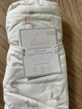 Pottery Barn Baby Rainbow Bunny Flannel Crib Fitted Sheet Pink