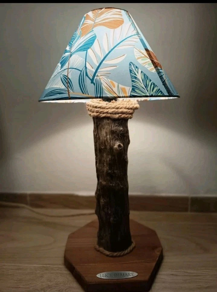 Solenzo - Lampadario a sospensione ATLANTICO in legno naturale galleggiante 2 lampadine - stile mare - E27
