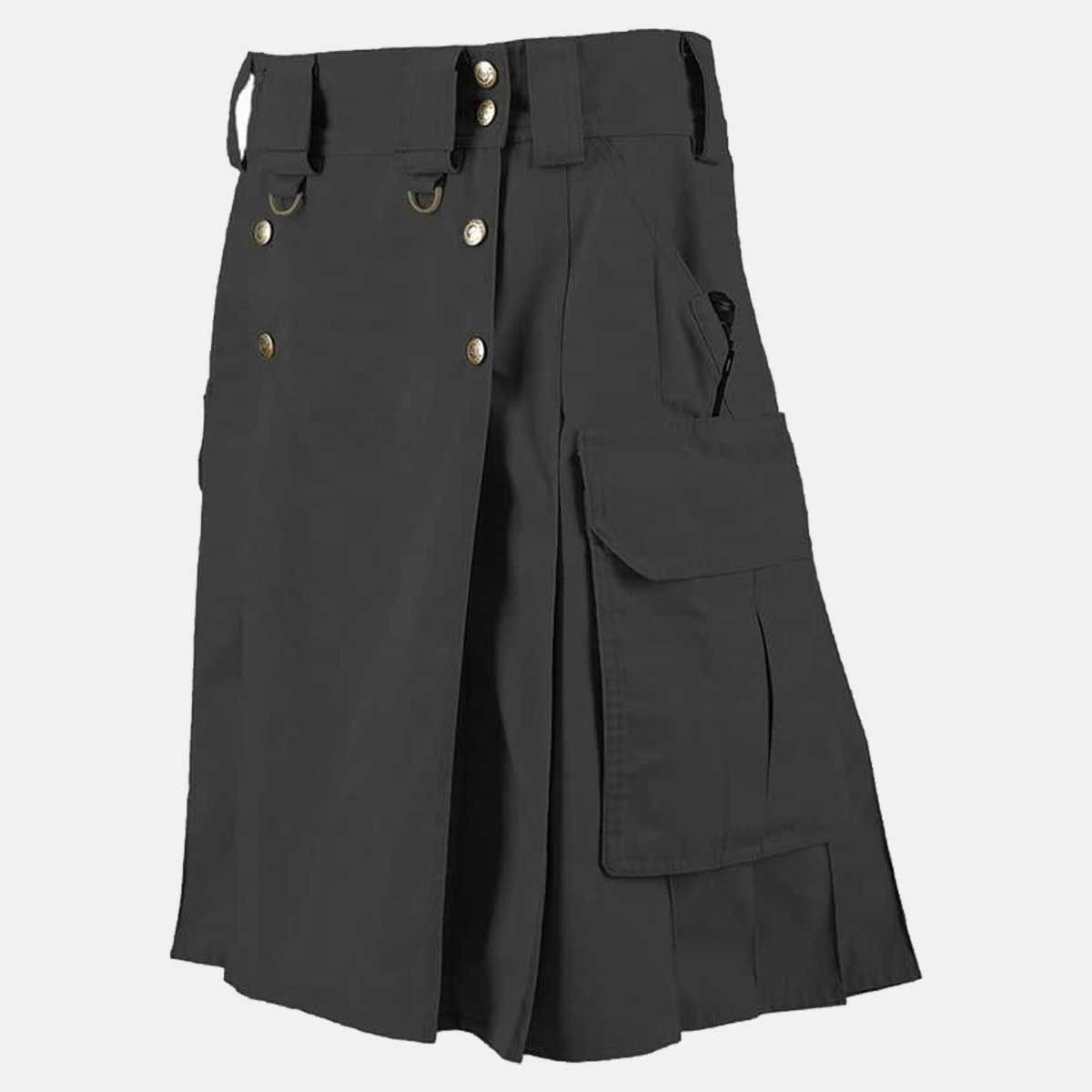 Men's Heavy-Duty Black Tactical Utility Kilt - Cargo Combat Style image 2