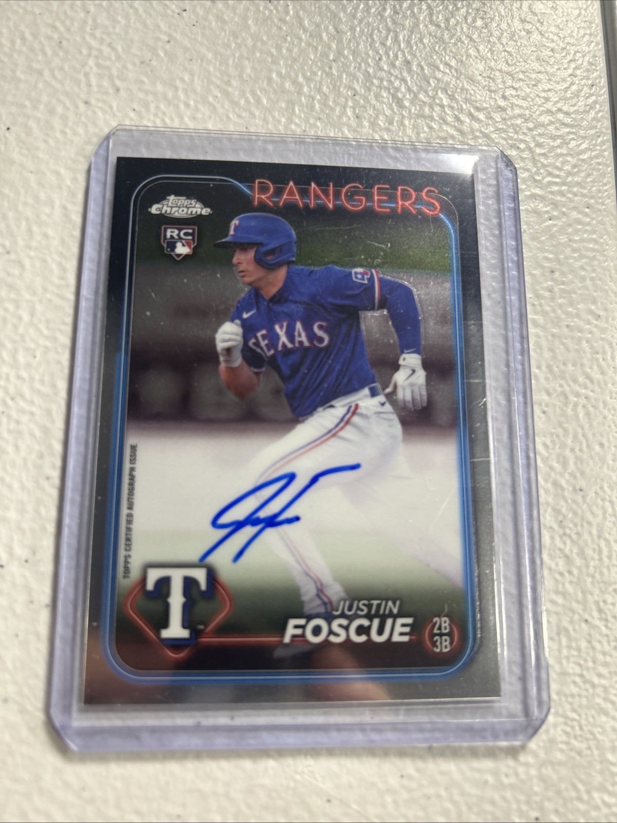 Justin Foscue RC - 2024 Topps Chrome Auto #RA-JF Texas Rangers