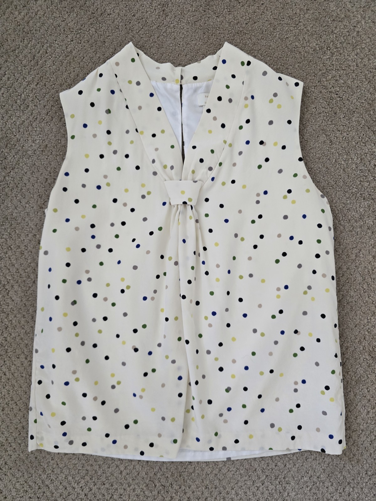 Kate Spade Top Silk  Tank  Dots White/Cream Green/blue Size M