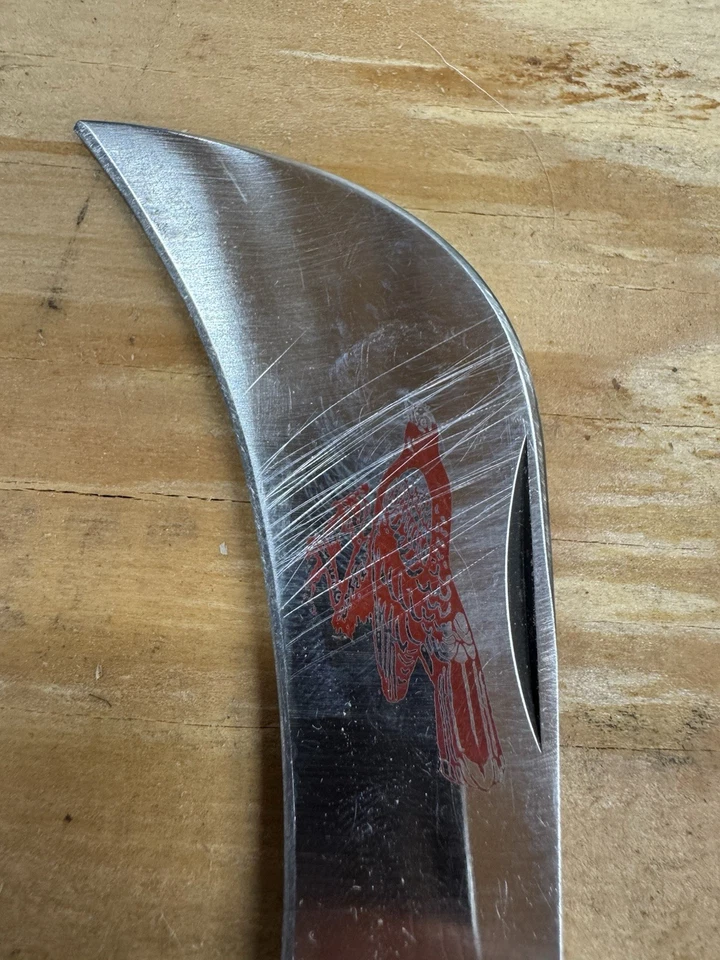 CUCHILLO PARKER IMAI K86 COLA ROJA HALCÓN CAREY AÑOS 80 MANGOS DE HUESO APPALOOSA LISO Foto 3 de 4