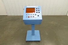 Sloped Top Pedestal Electrical Enclosure 420x420x240mm HMI 30° Caster Wheels