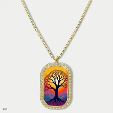 New Colorful Tree of Life Pendant Necklace Chain Image Dog Tag Chain Gift Design