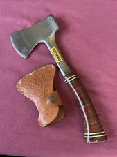 VTG Estwing Sportsman’s Axe / Hatchet *S* With No. 1 Leather Sheath U.S.A.  13"