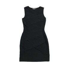 Calvin Klein Dress Size 2 Black Sleeveless Bodycon Diagonal Seam Detail Stretch