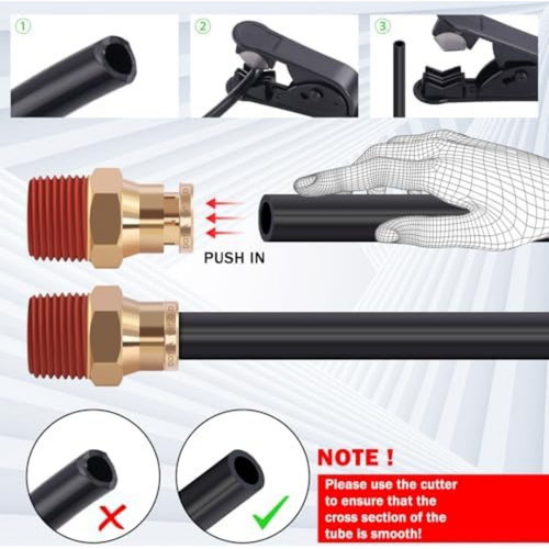 50 FT 1/4 DOT Air Line with Brass Fittings for Air Bags Suspension 10-Piece Kit - Afbeelding 3 van 7