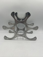 Vintage Abstract Silver Tone 6 Bottle Wine Ra...