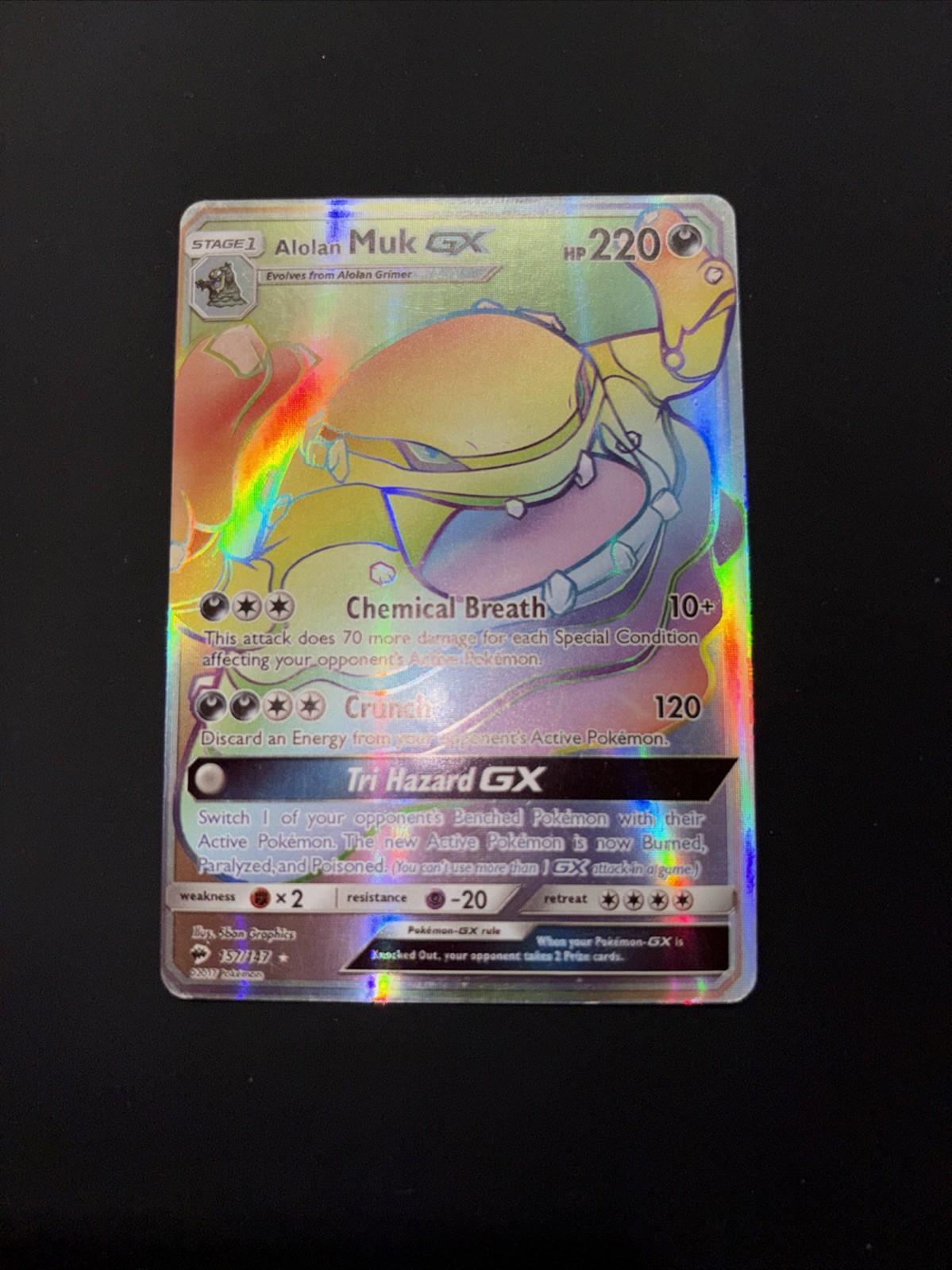 Pokémon Alolan Muk GX 157/147 SM Burning Shadows Holo Rainbow Secret Rare NM