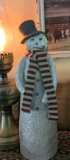 Primitive 15" Snowman Figurine Christmas Ragon House Scarf and Pipe