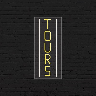Tours Sign for Business Displays | LED Flex Neon | 13''W x 32''H x 1''D