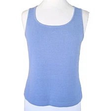 ST JOHN Blue Scoop Neck Santana Knit Top Tank Size Small