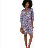 Tuckernuck Women Queens Garden Floral Royal Shirt Dress Size XS Mini Length