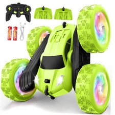 Remote Control Car, Stunt RC Cars, 2.4GHz Double Sided 360 Flips RC 1-green