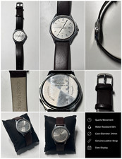 Vintage Casio MTP-3031 Quartz Watch Silver Dial Date 50M Leather Strap