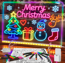 LED Note Board with Highlighters 2 Sets,Doodle Glow Drawing Board,13.7"X10"
