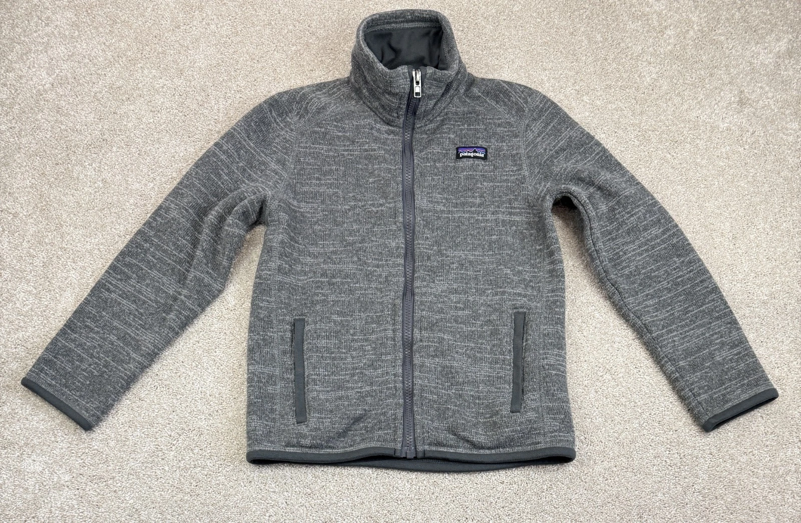 Patagonia Better Sweater SMALL (7-8) Gray Boy's Fleece Jacket Full Zip 65732