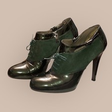 Albano Stivaletto Francesine Donna Nr. 38 Pelle Camoscio e Lucida Verde Tacco 11